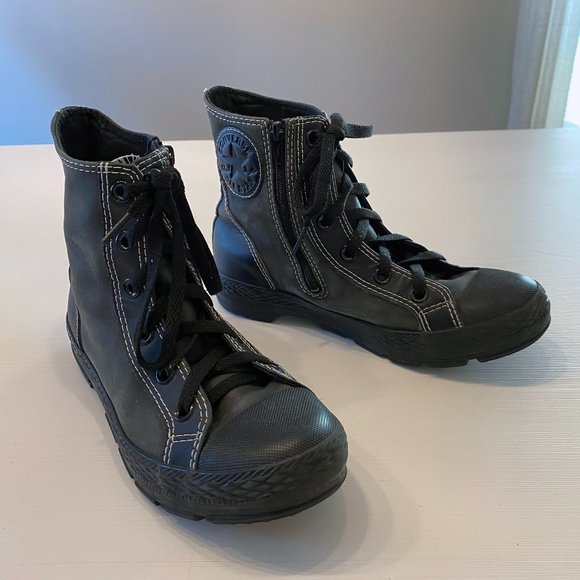 Converse Sneakers Size‎ 3.5 Junior Zip-Up Lace Boots Hi-Tops Suede Youth 626069C - Picture 1 of 8